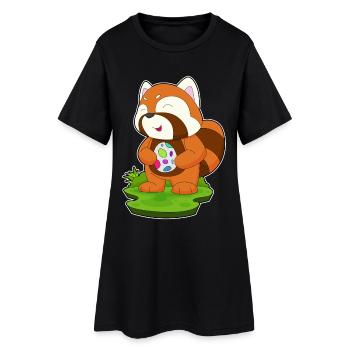 Œuf de Pâques panda roux - Robe T-shirt Femme - noir - Devant