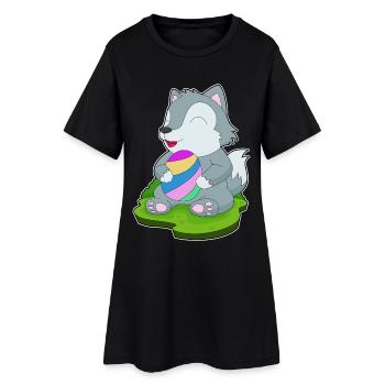 Œuf de Pâques de Pâques loup - Robe T-shirt Femme - noir - Devant