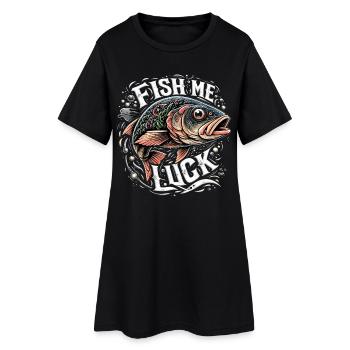 Fish me luck fishing gift - Women’s T-Shirt Dress - black - Front