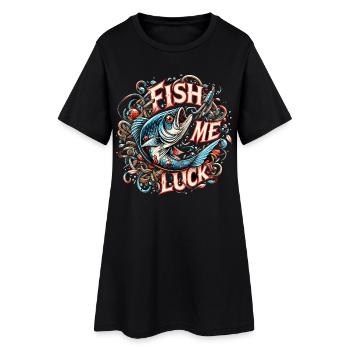Fish me luck fishing gift - Women’s T-Shirt Dress - black - Front