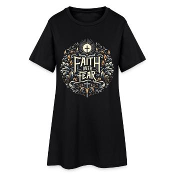 Ornement de la Foi avant la Peur - Robe T-shirt Femme - noir - Devant
