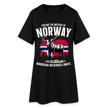 Norway Adventure : l’orignal et le drapeau norvégien - Robe T-shirt Femme - noir - Devant