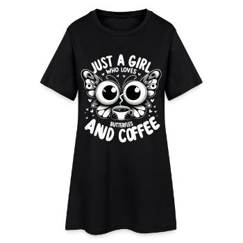 Filles Café Papillon Oeil De Paon - Robe T-shirt Femme - noir - Devant