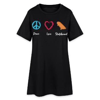 Planche à roulettes Peace Love - Robe T-shirt Femme - noir - Devant