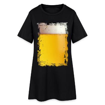 Bier - Frauen T-Shirt-Kleid - Schwarz - Vorne