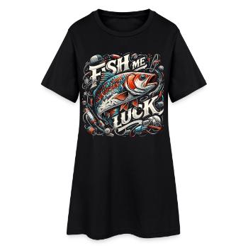 Fisch mir Glück Angeln Geschenk - Frauen T-Shirt-Kleid - Schwarz - Vorne