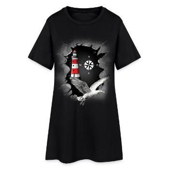 Seagull phare boussole Maritime Ahoy - Robe T-shirt Femme - noir - Devant