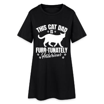 Katzenpapa - Frauen T-Shirt-Kleid - Schwarz - Vorne