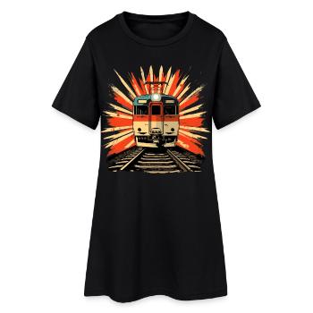Railroad Illustration - Women’s T-Shirt Dress - black - Front