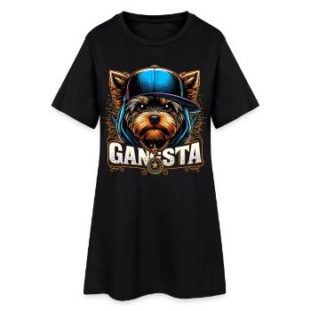 Cadeau de chien Yorkshire Terrier Gangsta Gangster - Robe T-shirt Femme - noir - Devant