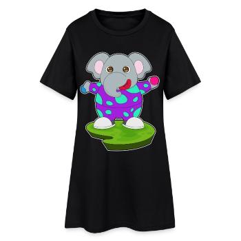 Clown éléphant - Robe T-shirt Femme - noir - Devant
