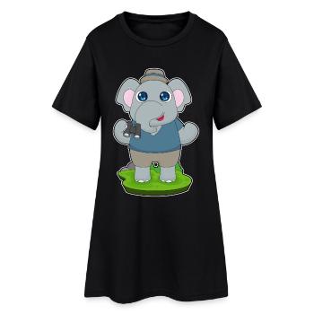 Jumelles éléphant - Robe T-shirt Femme - noir - Devant