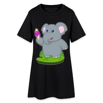Crème glacée gaufrée éléphant - Robe T-shirt Femme - noir - Devant