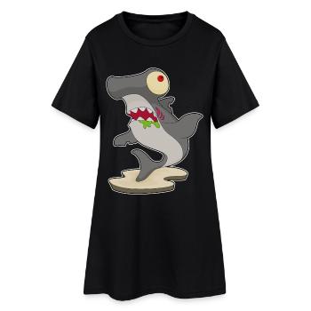 Hammerhai Halloween Zombie - Frauen T-Shirt-Kleid - Schwarz - Vorne