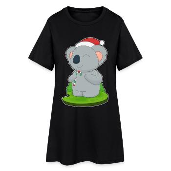 Koala Noël Candy Canne - Robe T-shirt Femme - noir - Devant