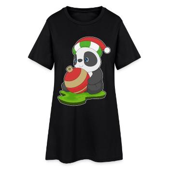 Bal de Noël Panda - Robe T-shirt Femme - noir - Devant