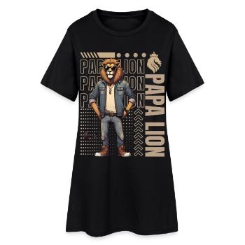 Papa Löwe - Frauen T-Shirt-Kleid - Schwarz - Vorne