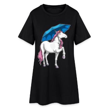 Parapluie Licorne - Robe T-shirt Femme - noir - Devant