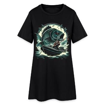 Fischer Angler Majestätischer Karpfen - Frauen T-Shirt-Kleid - Schwarz - Vorne
