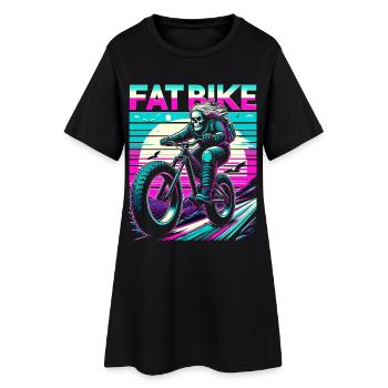 Retrowave Skeleton Biker Fatbike Retro Sunset - Robe T-shirt Femme - noir - Devant