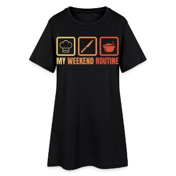 Cuisine du week-end - Robe T-shirt Femme - noir - Devant