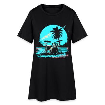 Batterie rétro - Robe T-shirt Femme - noir - Devant