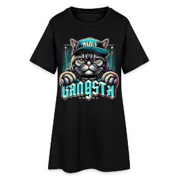 BKH Britisch Kurzhaar Katze getigert Gangsta Gangs - Frauen T-Shirt-Kleid - Schwarz - Vorne