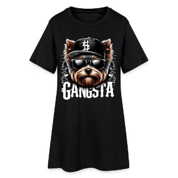 Yorkshire Terrier Yorkie Gangsta Gangster chien Ges - Robe T-shirt Femme - noir - Devant