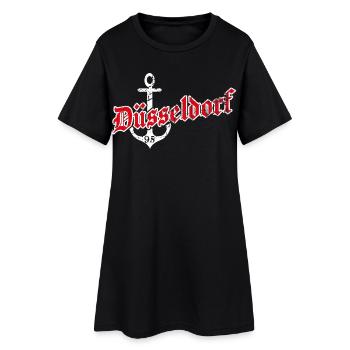 Düsseldorf mit Anker - Frauen T-Shirt-Kleid - Schwarz - Vorne
