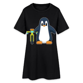 Vélo pingouin - Robe T-shirt Femme - noir - Devant