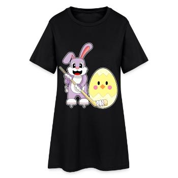 Hase Ostern Eishockey - Frauen T-Shirt-Kleid - Schwarz - Vorne