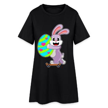 Hase Ostern Skateboard - Frauen T-Shirt-Kleid - Schwarz - Vorne