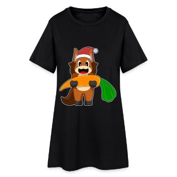 Carotte de Noël cheval - Robe T-shirt Femme - noir - Devant