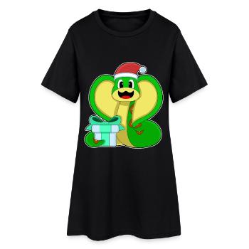 Snake Christmas Package - Women’s T-Shirt Dress - black - Front