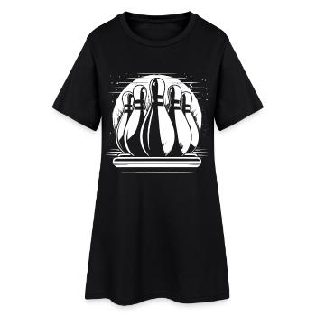 Dessin de quilles de bowling - Robe T-shirt Femme - noir - Devant