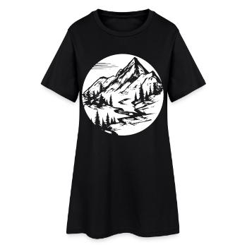 Berglandschaft Wanderweg Wandern in den Bergen - Frauen T-Shirt-Kleid - Schwarz - Vorne