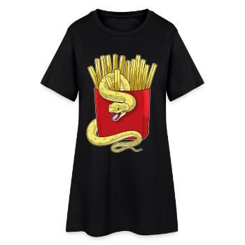 Schlange Pommes Frites - Frauen T-Shirt-Kleid - Schwarz - Vorne