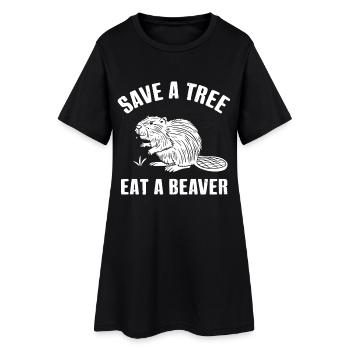 Save A Tree Beaver Saying - Women’s T-Shirt Dress - black - Front
