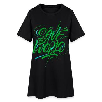 Save the World Graffiti Aktivismus - Frauen T-Shirt-Kleid - Schwarz - Vorne