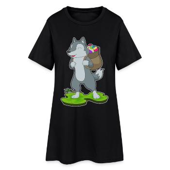 Wolf Ostern Wanderer - Frauen T-Shirt-Kleid - Schwarz - Vorne