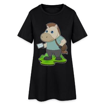 Lettre du facteur à cheval - Robe T-shirt Femme - noir - Devant