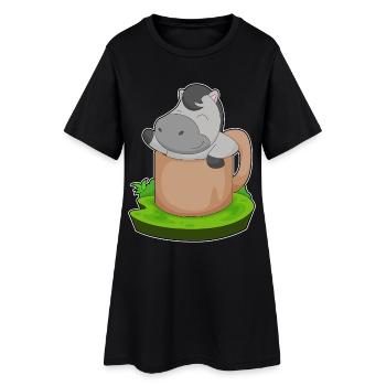 Pferd Becher - Frauen T-Shirt-Kleid - Schwarz - Vorne