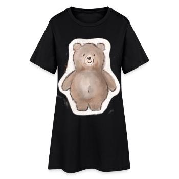 Dicker Bär - Frauen T-Shirt-Kleid - Schwarz - Vorne