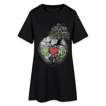 Planet Peace Herz Natur Weltfrieden Klima - Frauen T-Shirt-Kleid - Schwarz - Vorne