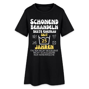 Design zur silbernen Hochzeit zum 25. - Frauen T-Shirt-Kleid - Schwarz - Vorne