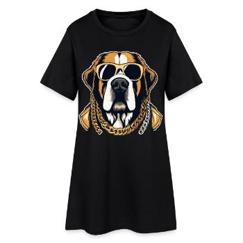 Bernhardiner Gangsta Gangster Hund Geschenk - Frauen T-Shirt-Kleid - Schwarz - Vorne