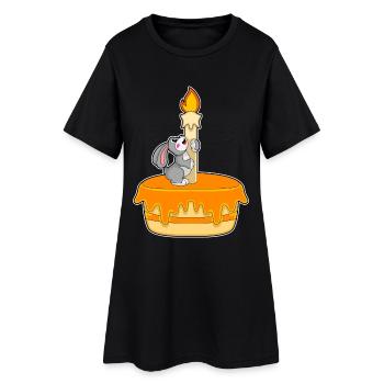 Hase Geburtstag Kerze - Frauen T-Shirt-Kleid - Schwarz - Vorne