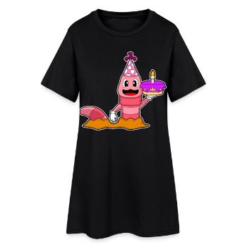 Gâteau d’anniversaire Worm - Robe T-shirt Femme - noir - Devant