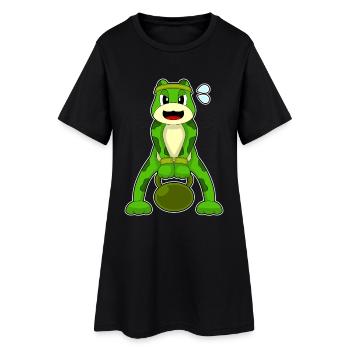 Frog Bodybuilder Haltère Musculation - Robe T-shirt Femme - noir - Devant