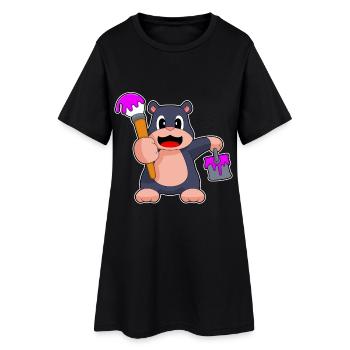 Maulwurf Maler Pinsel Malen - Frauen T-Shirt-Kleid - Schwarz - Vorne